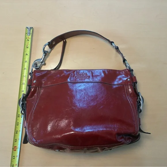 Coach Zoe Hobo Deep Red Leather Shoulder Bag - Picture 9 of 11